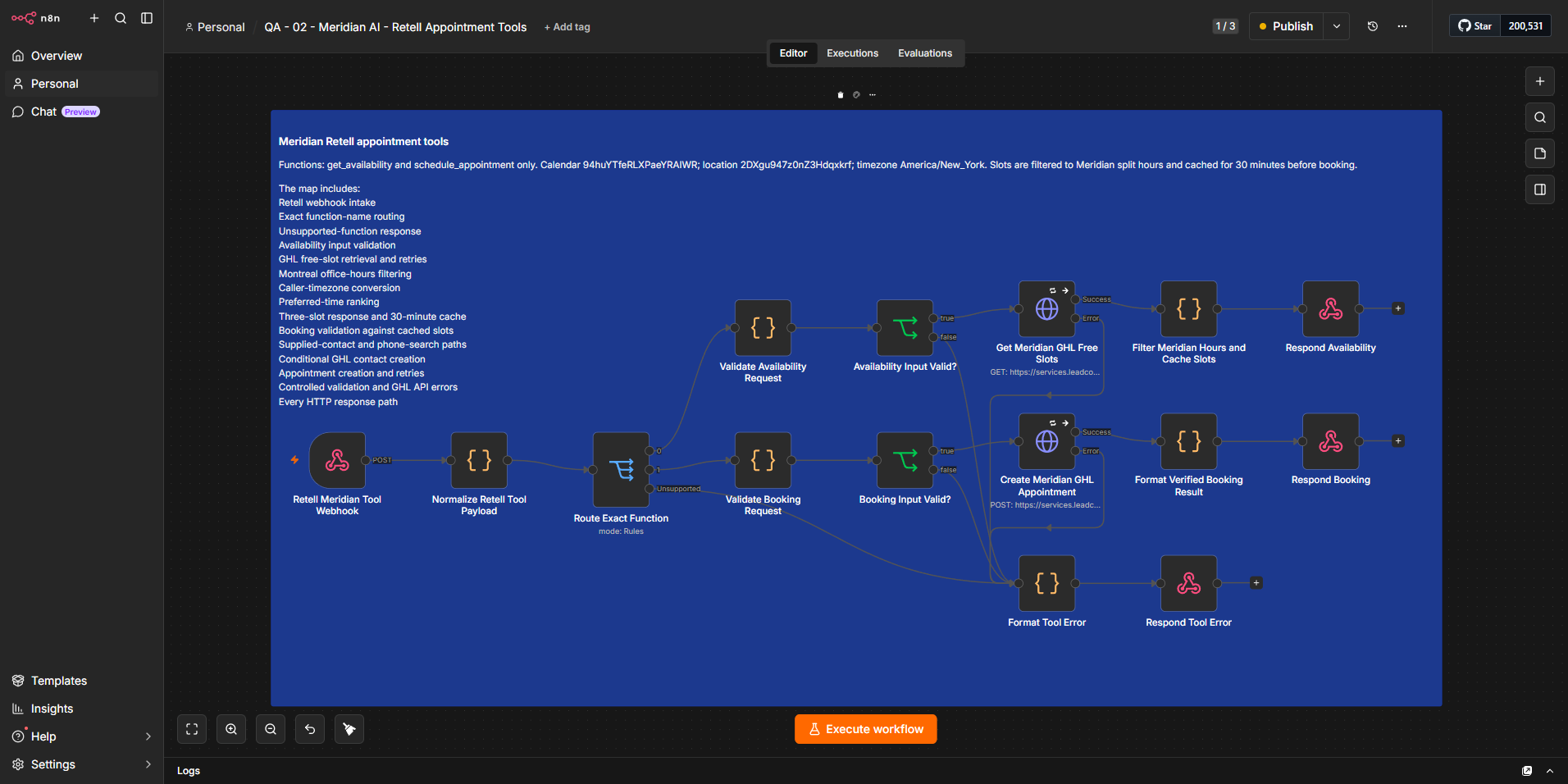 Real n8n workflow for calendar availability and appointment booking